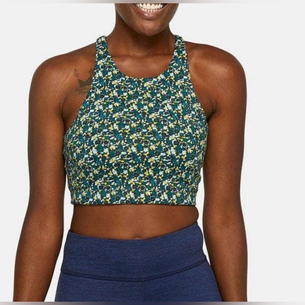 Outdoor Voices Vuori Women’s Floral Print Tech Sweat Sports Bra Crop Tank Top XS